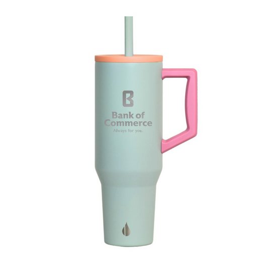 Elemental® 40 Oz Commuter - Triple Wall Insulated Stainless Steel Tumbler with Handle and Straw - MINT SORBET